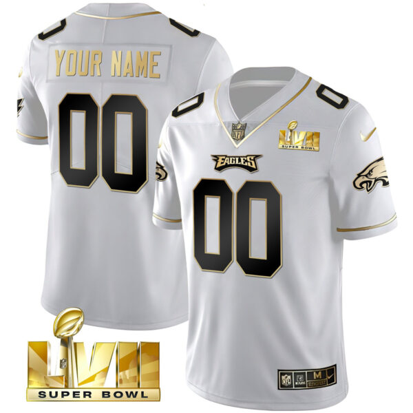 Eagles Super Bowl Gold Custom Vapor Jersey - All Stitched - Image 2