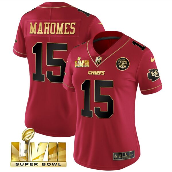 Women's Chiefs Super Bowl LVII Red Gold Vapor Jersey - All Stitched - Image 9