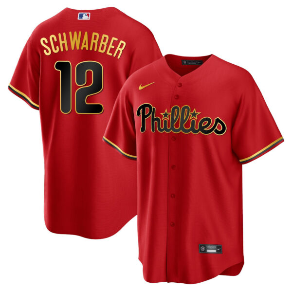 Men's Philadelphia Phillies Gold Trim Jersey - All Stitched - Image 3