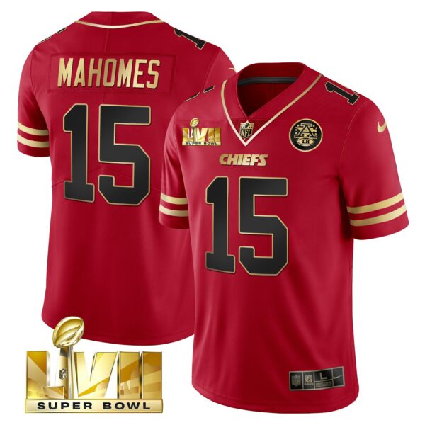 Men's Chiefs Super Bowl LVII Red Gold Vapor Jersey - All Stitched