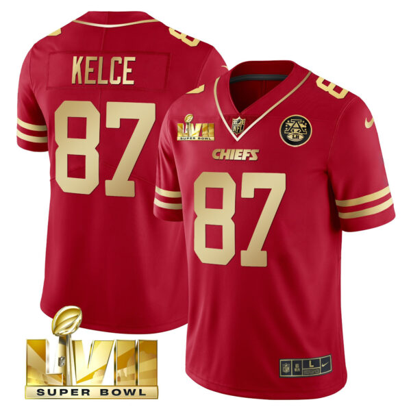 Men's Chiefs Super Bowl LVII Red Gold Vapor Jersey - All Stitched - Image 18