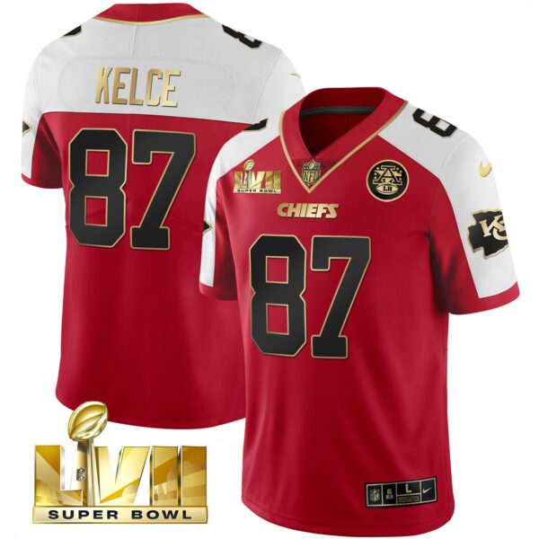 Men's Chiefs Super Bowl LVII Red Gold Vapor Jersey - All Stitched - Image 34
