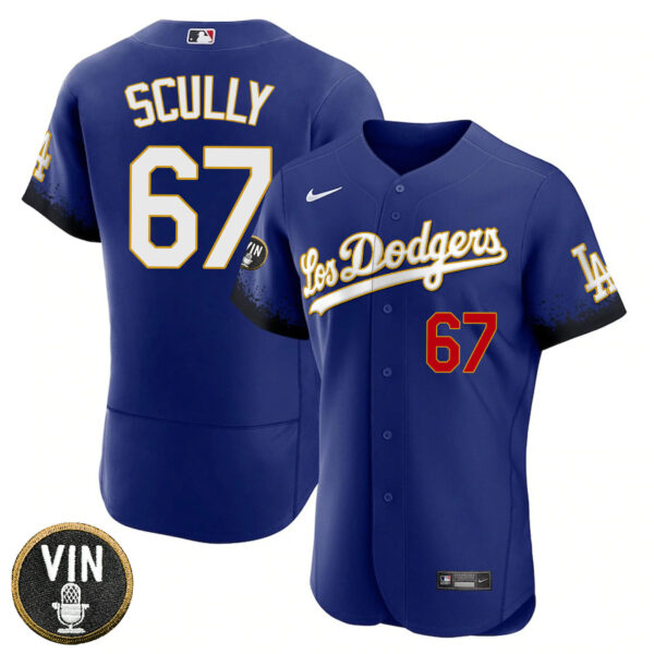 Los Angeles Dodgers Vin Scully Patch Gold Trim Jersey - All Stitched - Image 7