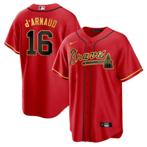 Men's Atlanta Braves Gold Trim Jersey - All Stitched
