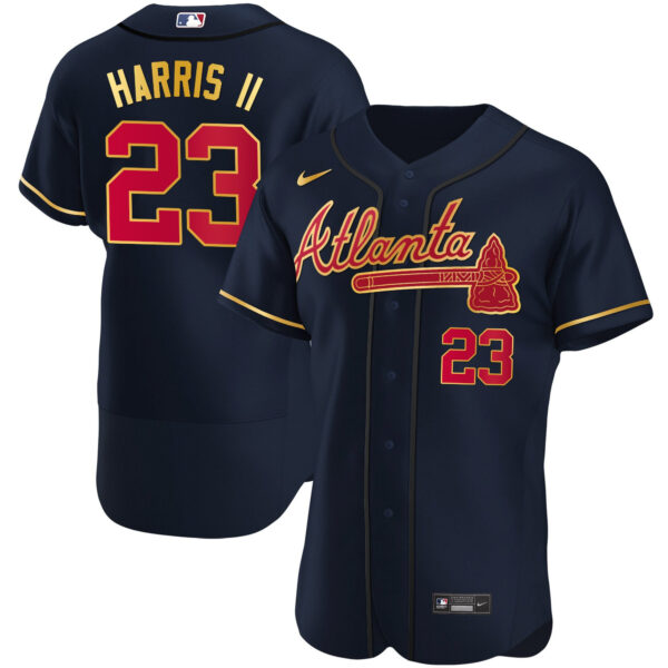Men's Atlanta Braves Gold Trim Jersey - All Stitched - Image 23