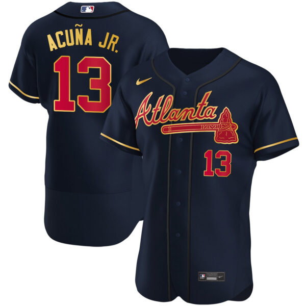 Men's Atlanta Braves Gold Trim Jersey - All Stitched - Image 22