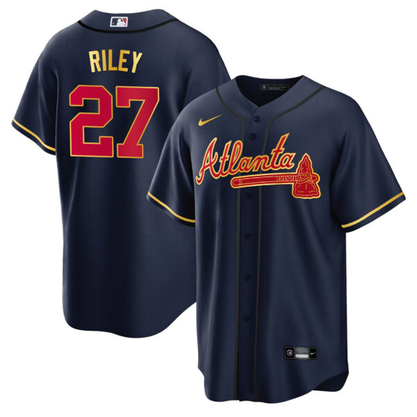 Men's Atlanta Braves Gold Trim Jersey - All Stitched - Image 15