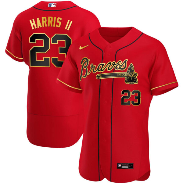 Men's Atlanta Braves Gold Trim Jersey - All Stitched - Image 11