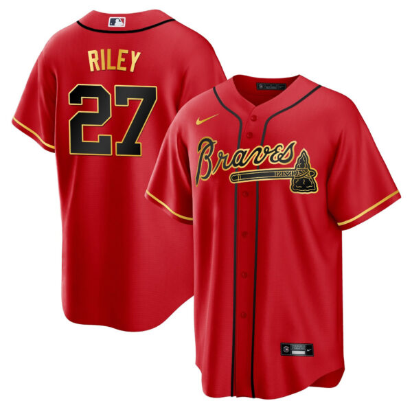 Men's Atlanta Braves Gold Trim Jersey - All Stitched - Image 3