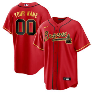 Atlanta Braves Gold Trim Custom Jersey - All Stitched