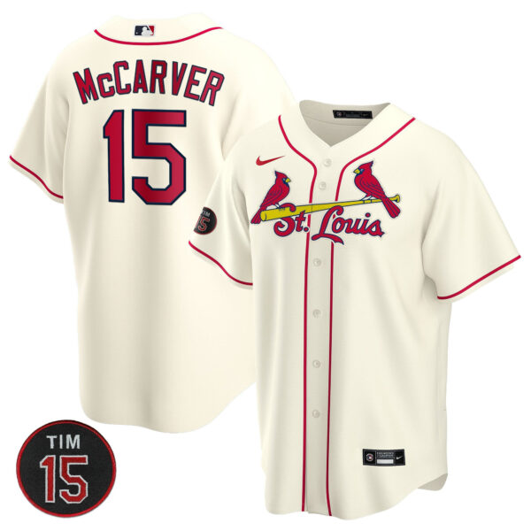 St. Louis Cardinals Tim McCarver Patch Cool Base Jersey - All Stitched - Image 4