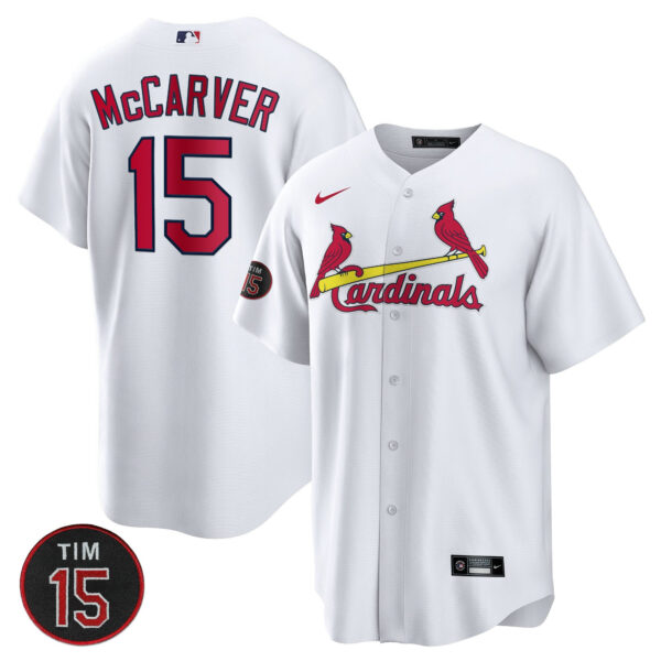 St. Louis Cardinals Tim McCarver Patch Cool Base Jersey - All Stitched - Image 3