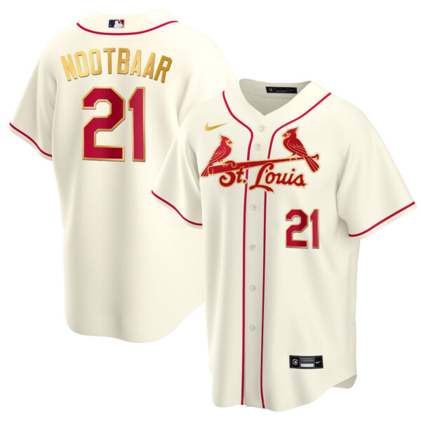 Men's St. Louis Cardinals Cool Base Gold Trim Jersey - All Stitched - Image 34