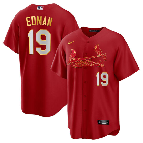 Men's St. Louis Cardinals Cool Base Gold Trim Jersey - All Stitched - Image 26