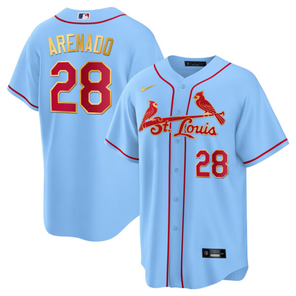 Men's St. Louis Cardinals Cool Base Gold Trim Jersey - All Stitched - Image 16