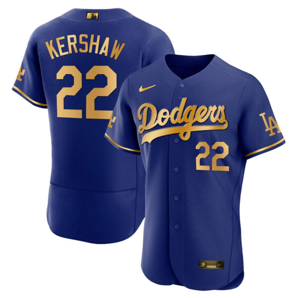 Men's Los Angeles Dodgers Flex Base Gold Jersey - All Stitched - Image 4