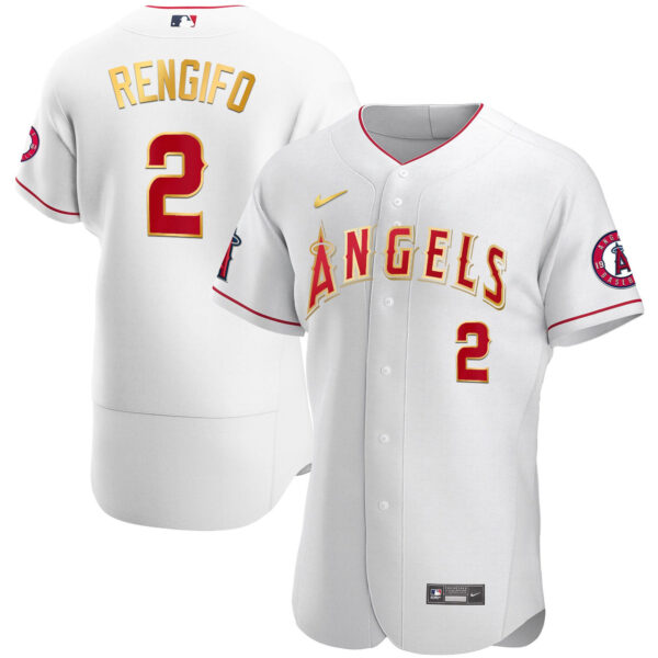 Men's Los Angeles Angels Flex Base Gold Jersey - All Stitched - Image 15