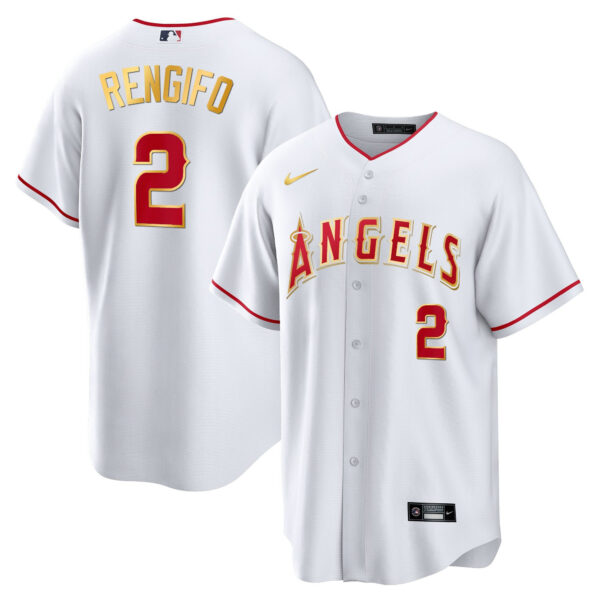 Men's Los Angeles Angels Cool Base Gold Jersey - All Stitched - Image 15