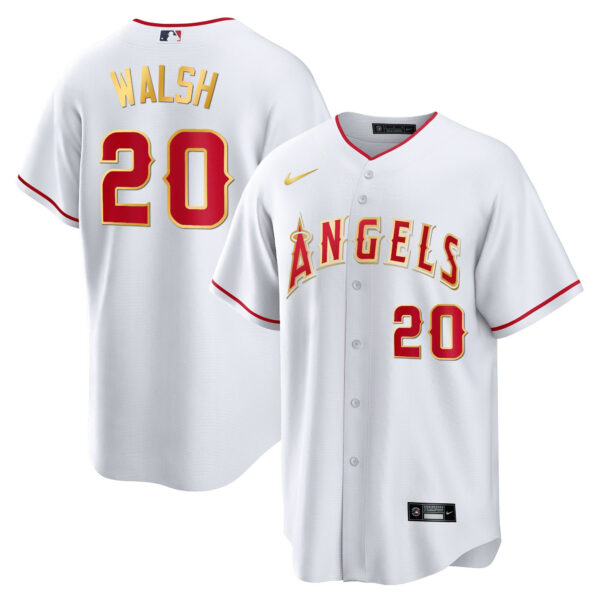 Men's Los Angeles Angels Cool Base Gold Jersey - All Stitched - Image 17