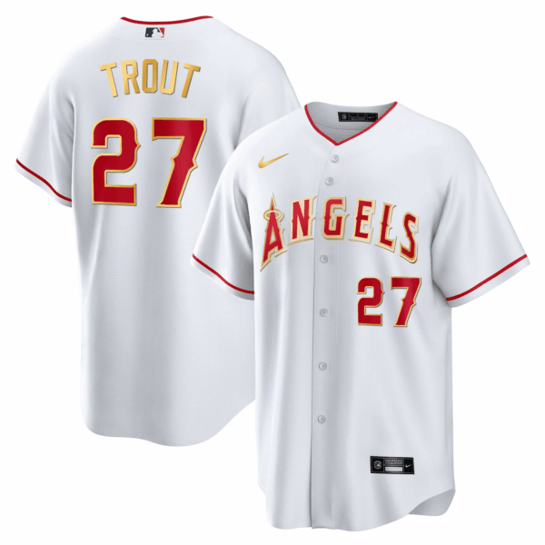 Men's Los Angeles Angels Cool Base Gold Jersey - All Stitched - Image 16
