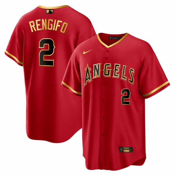 Men's Los Angeles Angels Cool Base Gold Jersey - All Stitched - Image 3