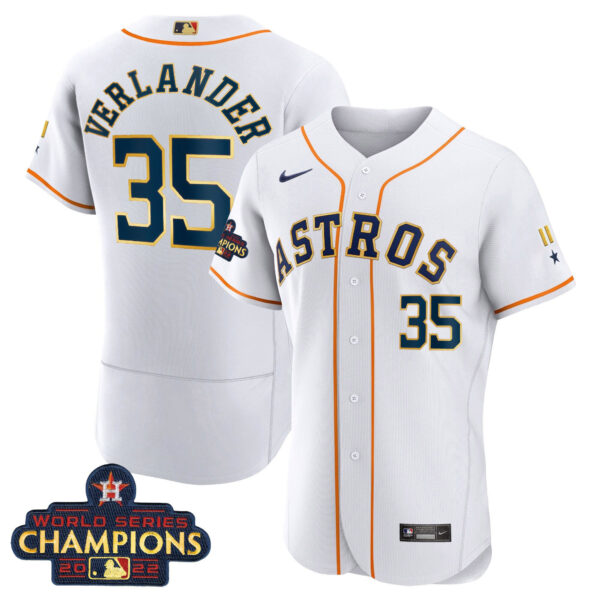 Houston Astros World Series Champion 2022 White Gold Trim Jersey - All Stitched - Image 5
