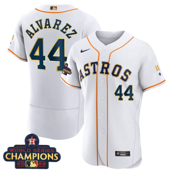 Houston Astros World Series Champion 2022 White Gold Trim Jersey - All Stitched - Image 4