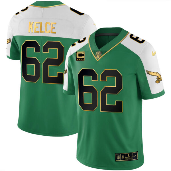 Men's Eagles Kelly Green Alternate Gold Jersey - All Stitched - Image 7