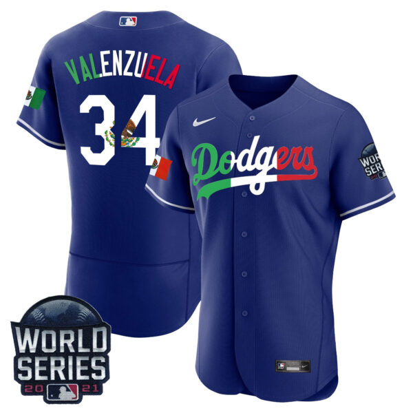 Men's Dodgers Mexico World Series Patch Flex Base Jersey - All Stitched - Image 5
