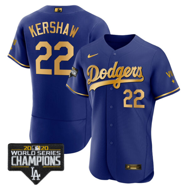 Men's Dodgers World Series Patch Gold Limited Jersey - All Stitched - Image 32