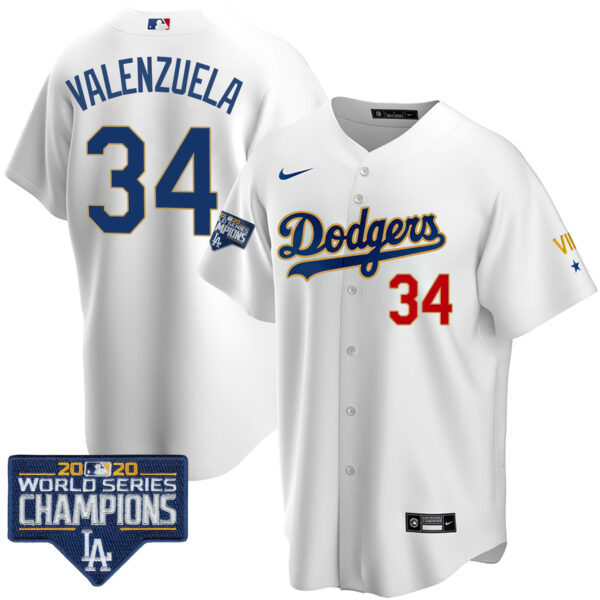 Men's Dodgers World Series Patch Gold Limited Jersey - All Stitched - Image 13