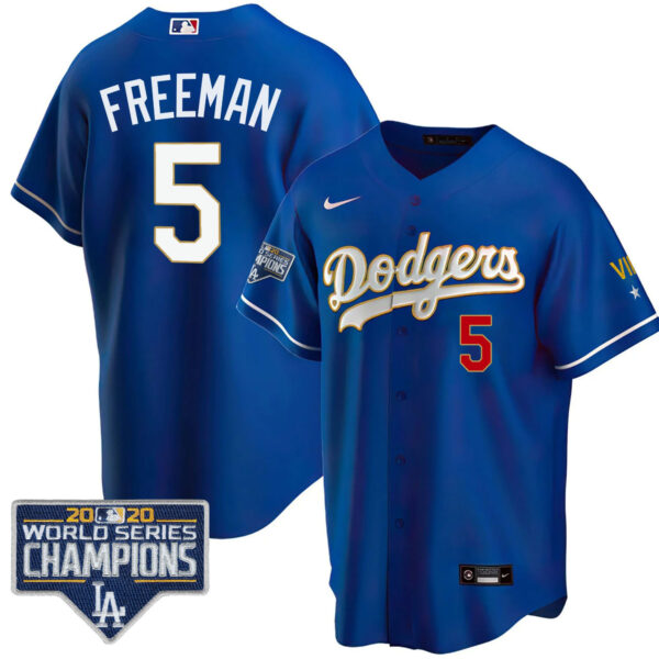 Men's Dodgers World Series Patch Gold Limited Jersey - All Stitched - Image 23