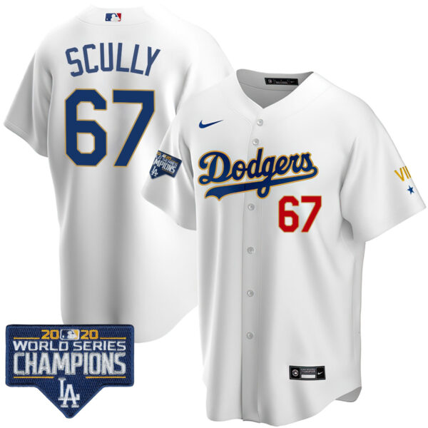 Men's Dodgers World Series Patch Gold Limited Jersey - All Stitched - Image 8