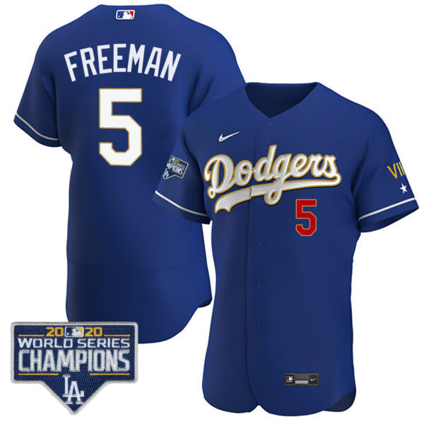 Men's Dodgers World Series Patch Gold Limited Jersey - All Stitched - Image 16