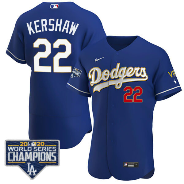 Men's Dodgers World Series Patch Gold Limited Jersey - All Stitched - Image 18