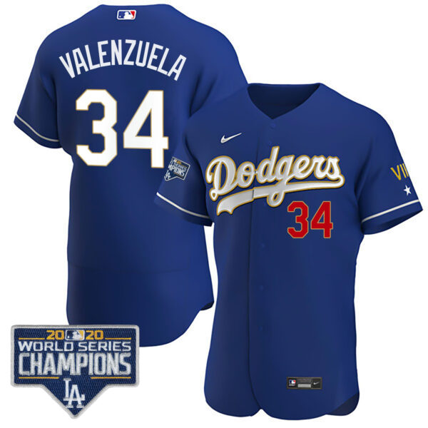 Men's Dodgers World Series Patch Gold Limited Jersey - All Stitched - Image 20