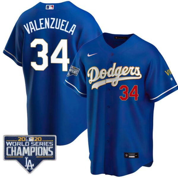 Men's Dodgers World Series Patch Gold Limited Jersey - All Stitched - Image 27