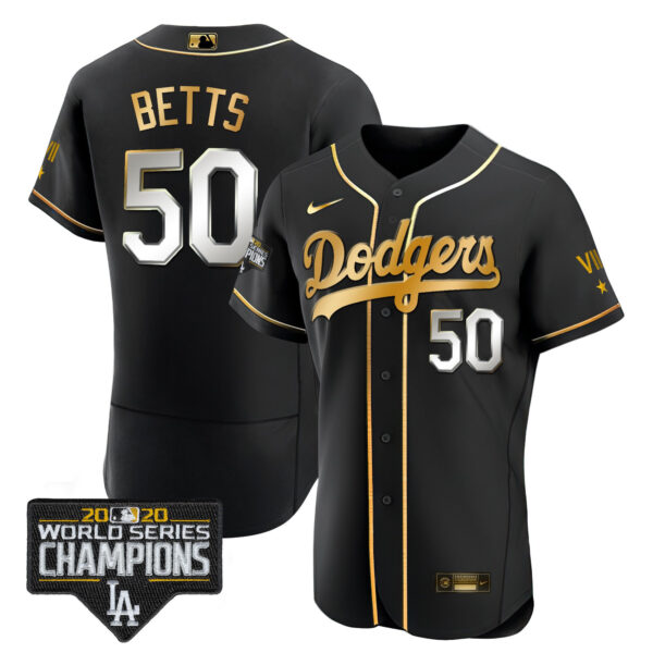 Men's Dodgers World Series 2020 Gold Jersey - All Stitched - Image 3