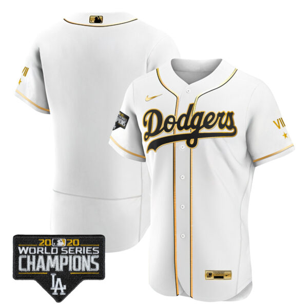 Men's Dodgers World Series 2020 Gold Jersey - All Stitched - Image 35