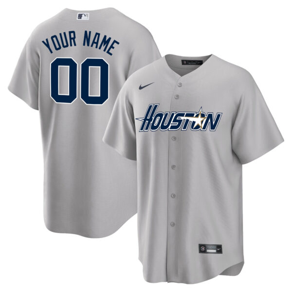 Astros Gray & Black Gold Special Custom Jersey - All Stitched - Image 2