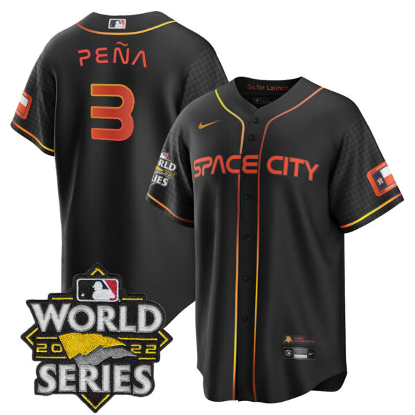 Men's Astros Space City Black & White Jersey – All Stitched - Image 8