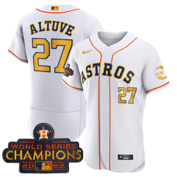 Houston Astros 2022 Champions Gold Rush Oxy Patch Flex Base Jersey – All Stitched - Image 3