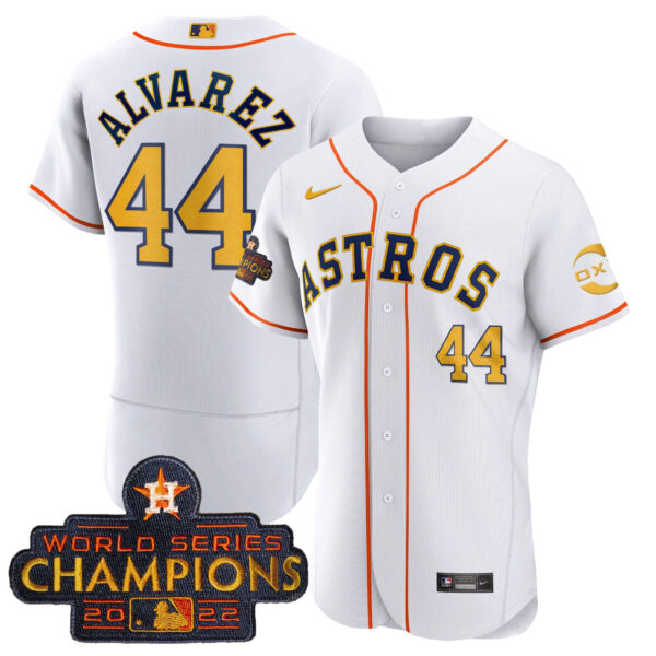 Houston Astros 2022 Champions Gold Rush Oxy Patch Flex Base Jersey – All Stitched - Image 4