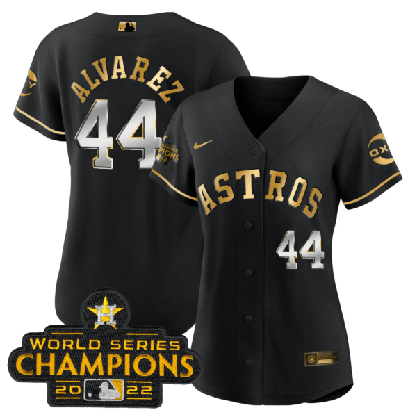 Houston Astros 2022 Champions Black Gold Rush Cool Base Jersey – All Stitched - Image 12