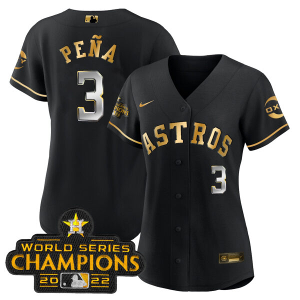 Houston Astros 2022 Champions Black Gold Rush Flex Base Jersey – All Stitched - Image 9