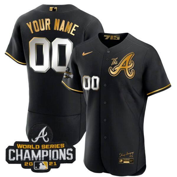 Atlanta Braves Champions City Connect Gold Custom Jersey - All Stitched - Image 3