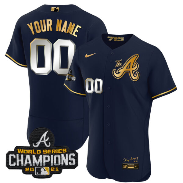 Atlanta Braves Champions City Connect Gold Custom Jersey - All Stitched - Image 8