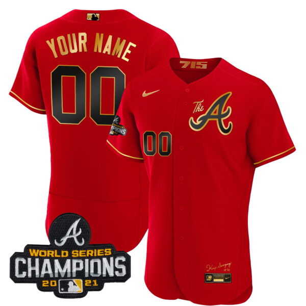 Atlanta Braves Champions City Connect Gold Custom Jersey - All Stitched - Image 5