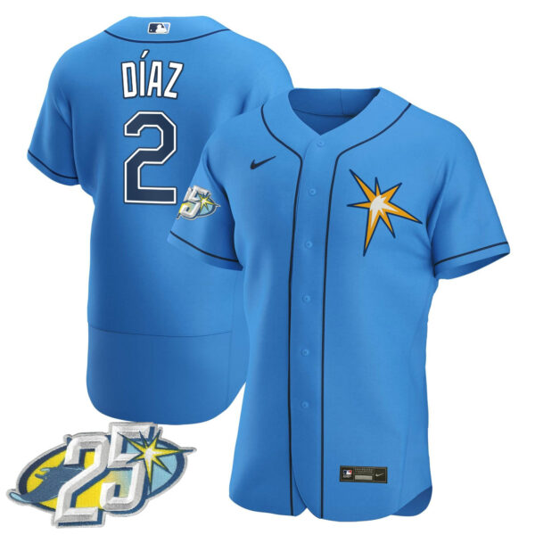 Men's Tampa Bay Rays 25th Anniversary Patch Flex Base Jersey - All Stitched - Image 28