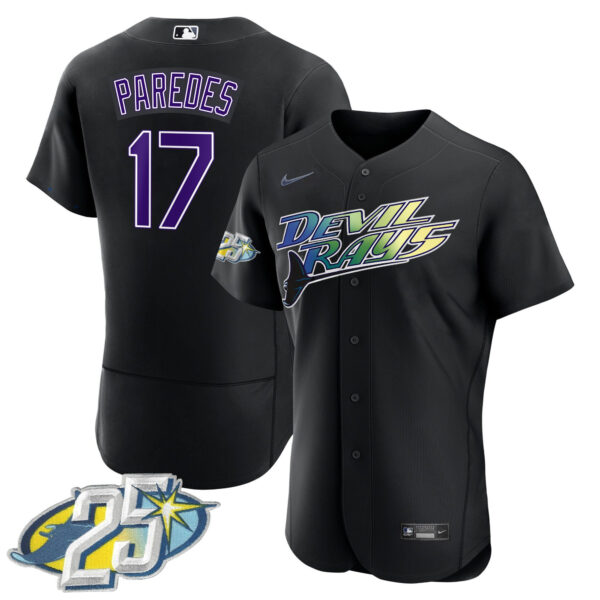 Men's Tampa Bay Rays 25th Anniversary Patch Flex Base Jersey - All Stitched - Image 9